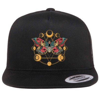 Death Butterfly Moth Moon Phases Gothic Esoteric Blackcraft Flatbill Hat