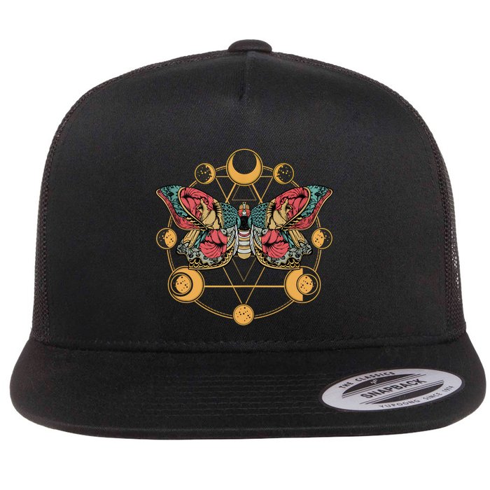 Death Butterfly Moth Moon Phases Gothic Esoteric Blackcraft Flat Bill Trucker Hat