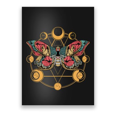 Death Butterfly Moth Moon Phases Gothic Esoteric Blackcraft Poster