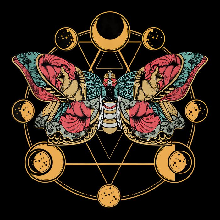 Death Butterfly Moth Moon Phases Gothic Esoteric Blackcraft Toddler T-Shirt