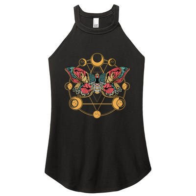 Death Butterfly Moth Moon Phases Gothic Esoteric Blackcraft Women's Perfect Tri Rocker Tank
