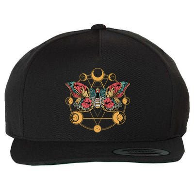 Death Butterfly Moth Moon Phases Gothic Esoteric Blackcraft Wool Snapback Cap