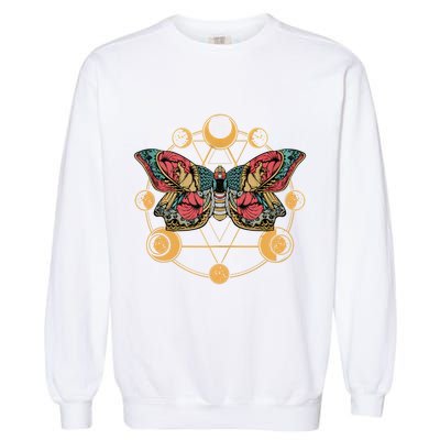 Death Butterfly Moth Moon Phases Gothic Esoteric Blackcraft Garment-Dyed Sweatshirt