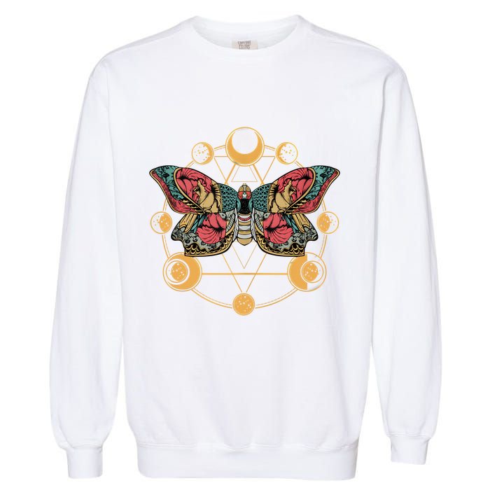 Death Butterfly Moth Moon Phases Gothic Esoteric Blackcraft Garment-Dyed Sweatshirt