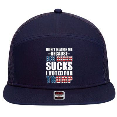 Don't Blame Me Joe Biden Sucks I Voted For Trump USA Flag 7 Panel Mesh Trucker Snapback Hat