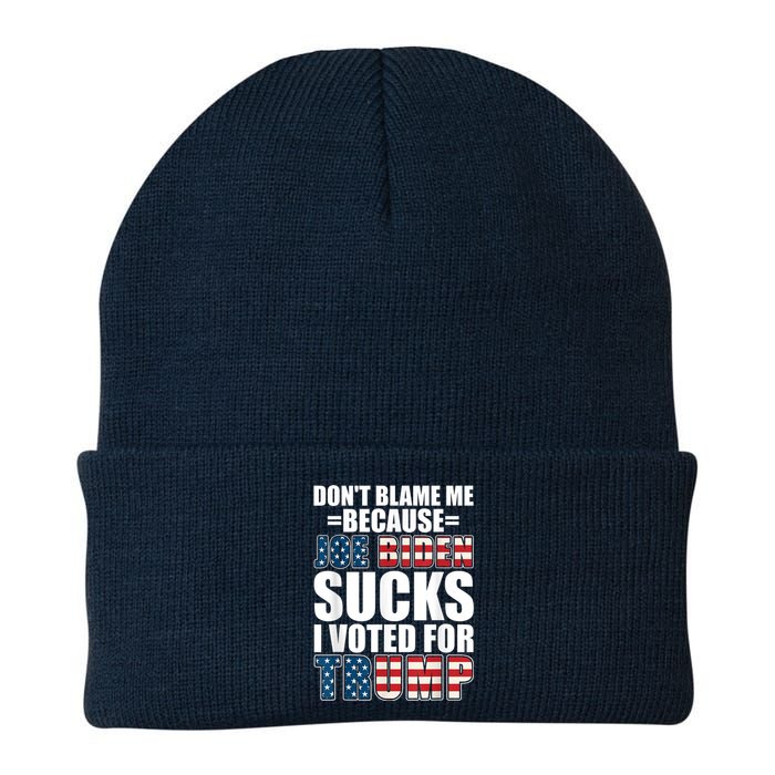 Don't Blame Me Joe Biden Sucks I Voted For Trump USA Flag Knit Cap Winter Beanie