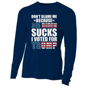 Don't Blame Me Joe Biden Sucks I Voted For Trump USA Flag Cooling Performance Long Sleeve Crew