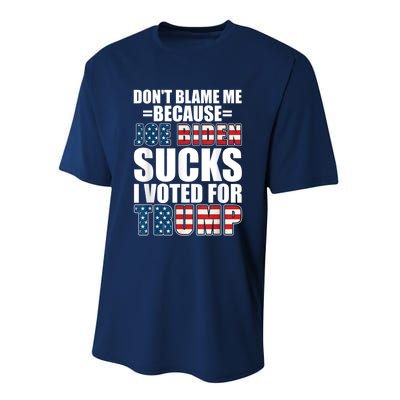 Don't Blame Me Joe Biden Sucks I Voted For Trump USA Flag Performance Sprint T-Shirt