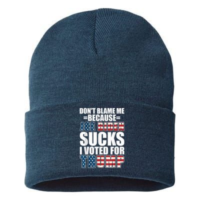 Don't Blame Me Joe Biden Sucks I Voted For Trump USA Flag Sustainable Knit Beanie