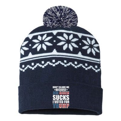 Don't Blame Me Joe Biden Sucks I Voted For Trump USA Flag USA-Made Snowflake Beanie