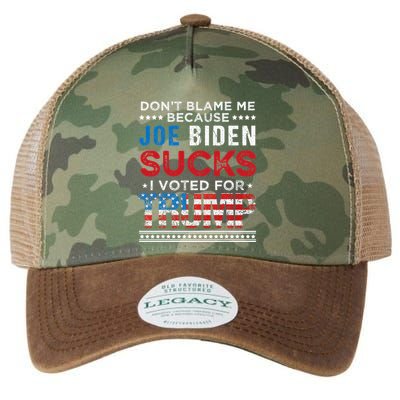 DonT Blame Me Cuz Joe Biden Sucks I Voted For Trump 2024 Legacy Tie Dye Trucker Hat