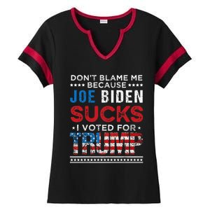 DonT Blame Me Cuz Joe Biden Sucks I Voted For Trump 2024 Ladies Halftime Notch Neck Tee