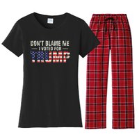 Dont Blame Me I Voted For Trump Vintage Usa Flag Patriots Women's Flannel Pajama Set