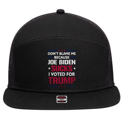 Don't Blame Me Joe Biden Sucks I Voted For Trump USA Flag 7 Panel Mesh Trucker Snapback Hat