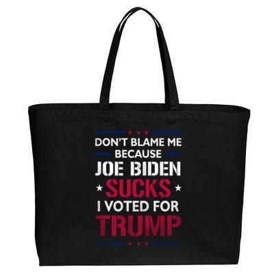 Don't Blame Me Joe Biden Sucks I Voted For Trump USA Flag Cotton Canvas Jumbo Tote