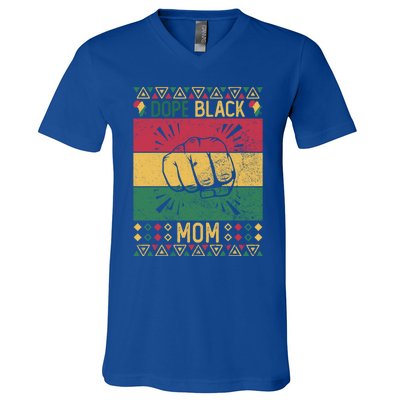 Dope Black Mom Wife Black History Month Mothers Gift V-Neck T-Shirt