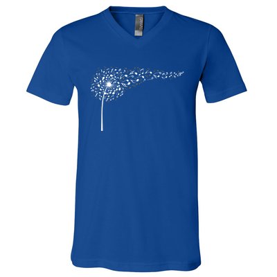 Dandelion Blowing Music Notes Cute Christmas Gift Great Gift V-Neck T-Shirt