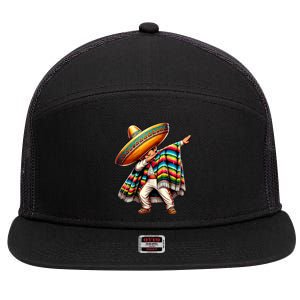 Dabbing Boy Mexican Poncho Cinco De Mayo 7 Panel Mesh Trucker Snapback Hat