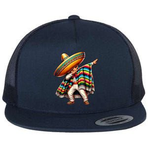 Dabbing Boy Mexican Poncho Cinco De Mayo Flat Bill Trucker Hat