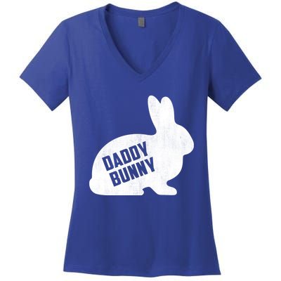 Daddy Bunny Matching Father Dad Papa Easter Day Gift Women's V-Neck T-Shirt