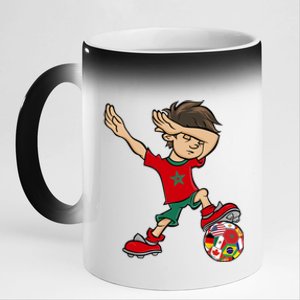 Dabbing Boy Morocco Soccer Jersey National Flag 11oz Black Color Changing Mug