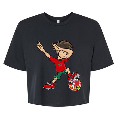 Dabbing Boy Morocco Soccer Jersey National Flag Bella+Canvas Jersey Crop Tee