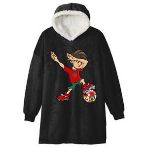 Dabbing Boy Morocco Soccer Jersey National Flag Hooded Wearable Blanket