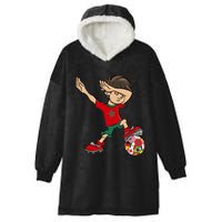 Dabbing Boy Morocco Soccer Jersey National Flag Hooded Wearable Blanket