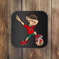 Dabbing Boy Morocco Soccer Jersey National Flag Coaster