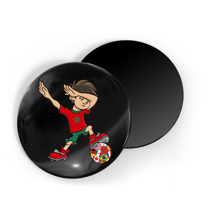 Dabbing Boy Morocco Soccer Jersey National Flag Magnet