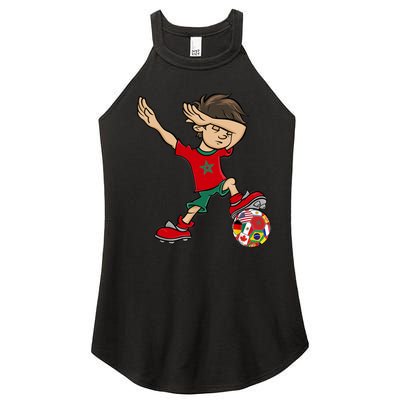 Dabbing Boy Morocco Soccer Jersey National Flag Women’s Perfect Tri Rocker Tank