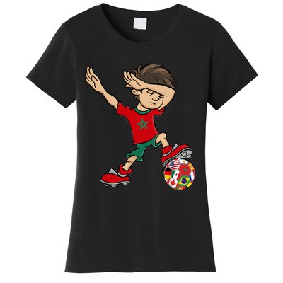 Dabbing Boy Morocco Soccer Jersey National Flag Women's T-Shirt