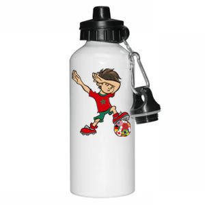 Dabbing Boy Morocco Soccer Jersey National Flag Aluminum Water Bottle