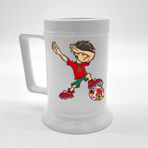 Dabbing Boy Morocco Soccer Jersey National Flag Beer Stein