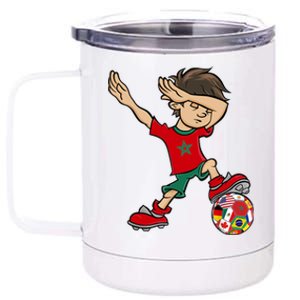 Dabbing Boy Morocco Soccer Jersey National Flag 12 oz Stainless Steel Tumbler Cup