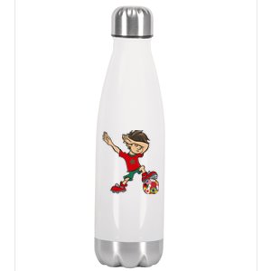 Dabbing Boy Morocco Soccer Jersey National Flag Stainless Steel Insulated Water Bottle