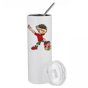 Dabbing Boy Morocco Soccer Jersey National Flag Stainless Steel Tumbler