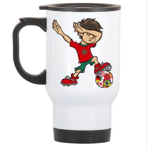 Dabbing Boy Morocco Soccer Jersey National Flag Stainless Steel Travel Mug