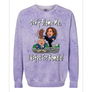 DonT Blame Me. I Voted For Kamala! Kamala & Little Trump Colorblast Crewneck Sweatshirt