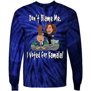 DonT Blame Me. I Voted For Kamala! Kamala & Little Trump Tie-Dye Long Sleeve Shirt