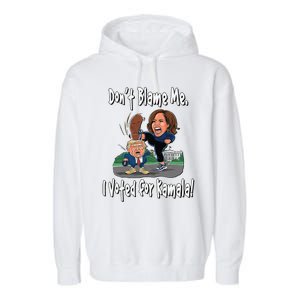 DonT Blame Me. I Voted For Kamala! Kamala & Little Trump Garment-Dyed Fleece Hoodie