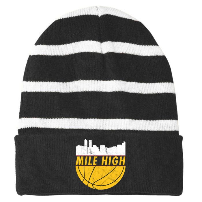 Denver Basketball Mile High 5280 Striped Beanie with Solid Band