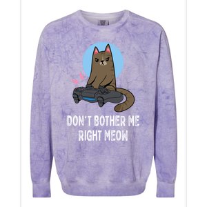 DonT Bother Me Right Meow Funny Video Gamer And Cat Lover Cool Gift Colorblast Crewneck Sweatshirt