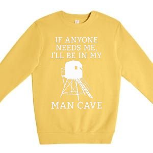 Deer Blind Man Cave Funny Hunter Dad Grandad Hunting Season Premium Crewneck Sweatshirt