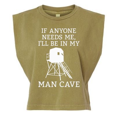 Deer Blind Man Cave Funny Hunter Dad Grandad Hunting Season Garment-Dyed Women's Muscle Tee