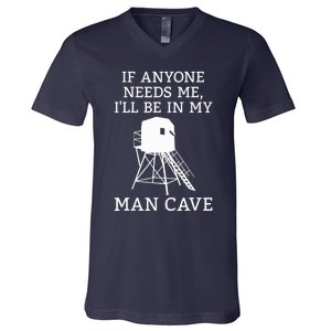 Deer Blind Man Cave Funny Hunter Dad Grandad Hunting Season V-Neck T-Shirt