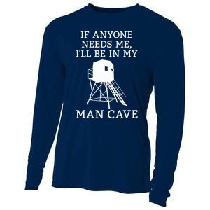 Deer Blind Man Cave Funny Hunter Dad Grandad Hunting Season Cooling Performance Long Sleeve Crew