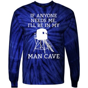 Deer Blind Man Cave Funny Hunter Dad Grandad Hunting Season Tie-Dye Long Sleeve Shirt