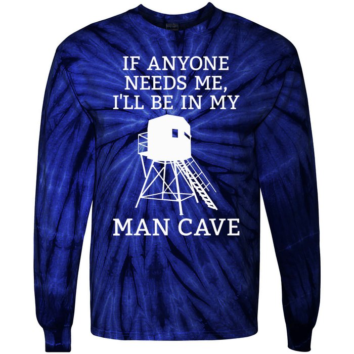 Deer Blind Man Cave Funny Hunter Dad Grandad Hunting Season Tie-Dye Long Sleeve Shirt