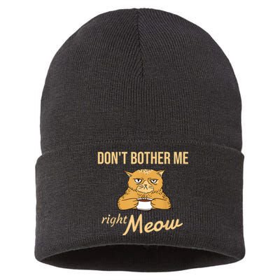 DonT Bother Me Right Meow Coffee Cat Humor Sustainable Knit Beanie